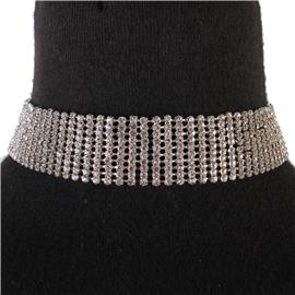 Rhinestone 10 Lines Choker Necklace