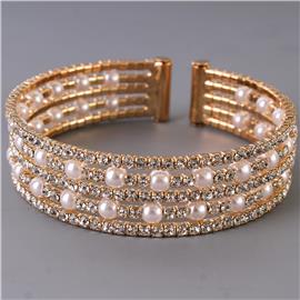 Pearl Rhinestones 5 Layereds Bracelet