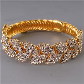 Rhinestones Leaves Bangle Bracelet