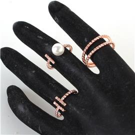 Rhinestones Pearl Multi-Ring