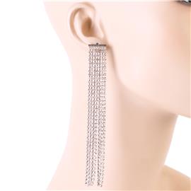 Rhinestones Fringed Long Earring