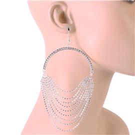 Rhinestones Drop Long Earring