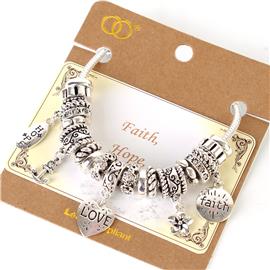 "Faith, Hope, Love Charm Bracelet "