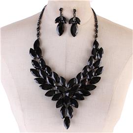 Crystal Leaves Shape Necklace Set