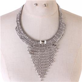 Metal Fringed Necklace Set