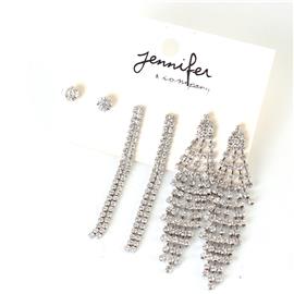 3 Pair Rhinestone Earring Set