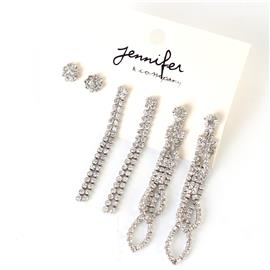 3 Pair Rhinestone Earring Set