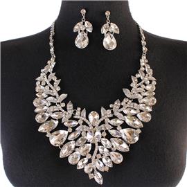 Crystal Leaves Necklace Set