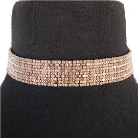 Rhinestones Casting Box Choker Necklace