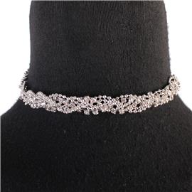 Rhinestones Braid Choker Necklace