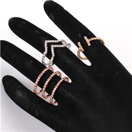 Wire Rhinestones Zic Zac Midi Rings