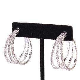 30MM Rhinestone 3 Lines Hoop Earring