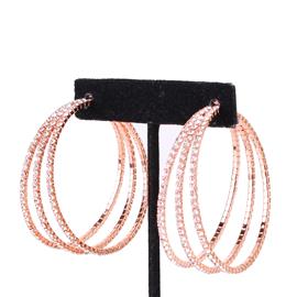 3Ln Rinestone 50MM Hoop Earring