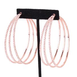 70MM Rhinestone 3 Ln Hoop Earring