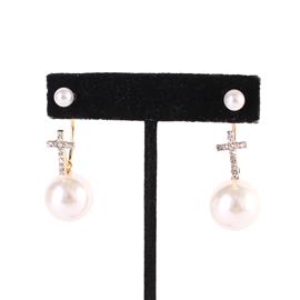 Pearl Cross Double Side Earring