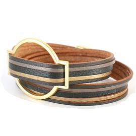 Multi-Leather Round Wrap Bracelet / Choker Necklace