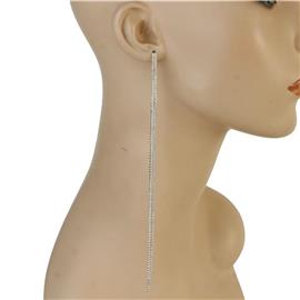 Rhinestone Long 2 Ln Earring