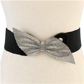 Rhinestones Stretch Bow Belt