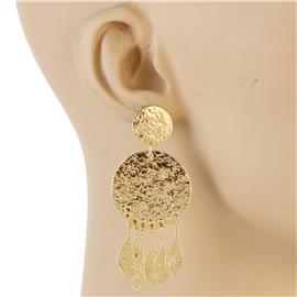 Metal Hammered Round Earring