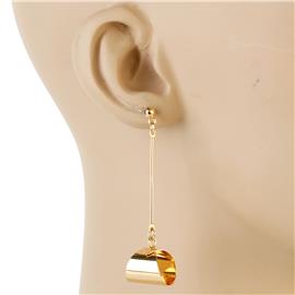 Metal Dangling Tube Long Earring