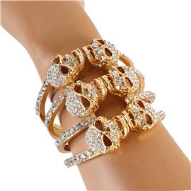 Rhinestone Skull Cuff Bangle