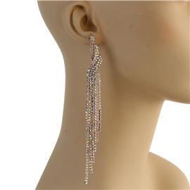 Rhinestones Long Twisted Earring