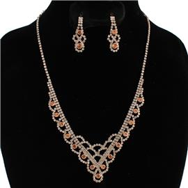 Rhinestones Wavy Necklace Set