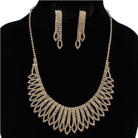 Rhinestone U Shaped Necklace Set