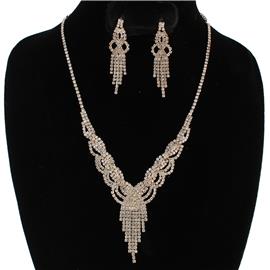 Rhinestones Fringed Necklace Set