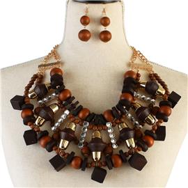 Fashion Bid Wooden Necklace Set