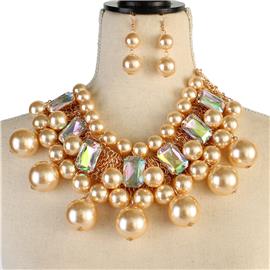 Pearl Stone Necklace Set