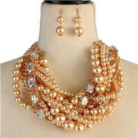 Pearl Braided Necklace Set