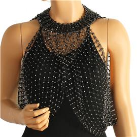 Stone Mesh Top Body Chain