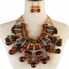 Fashion Wooden Necklace Set