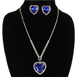 Rhinestones Heart Necklace Set