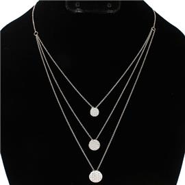 Cubic Zirconia Multilayered Pendant Necklace