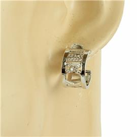 Cz Rhodium Semi Hoop Earring