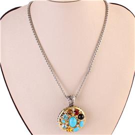 CZ Round Pendant Necklace