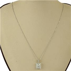 CZ Pendant Rectangle Necklace