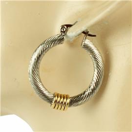 Rhodium Cable Hoop Earring