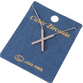 "CZ "X" Pendant Necklace "