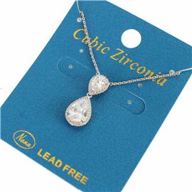 CZ Teardrop Pendant Necklace