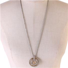 Long CZ Round Necklace