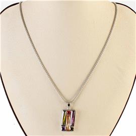 Cubic Zirconia Rectangle Pendant Necklace