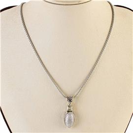 CZ Pave Tear Pendnat Necklace