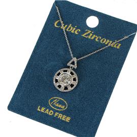 CZ Pendant Triangle Round Necklace