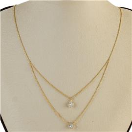 CZ Pendant Double Layereds Necklace