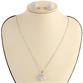 CZ Pendant Round Necklace Set