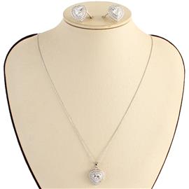 CZ Pendnat Heart Necklace Set