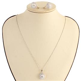 CZ Pendant Oval Necklace Set